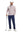Front upper body view of model holding a golf club in khaki two tone pique cotton blend q-zip