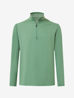 3D render of light green featherweight midlayer quarter zip pullover