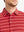Front close-up from nose to chest of model in RED STRIPE Stylish Performance Golf Polo