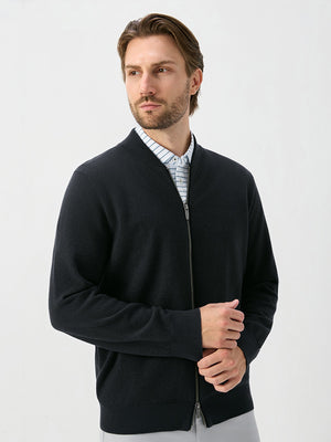 Wool Full Zip Sweater Bomber Jackets