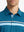 Front chest view of model wearing Chest Print Polo Shirts in DUSTY BLUE