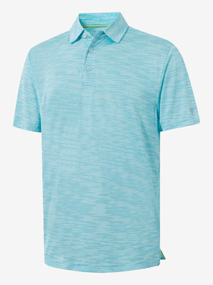 3D rendering of misty blue ultra-light quick dry moisture wicking collared polo shirt