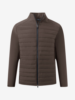 3D render of coffee brown warm puffer winter golf jacket
