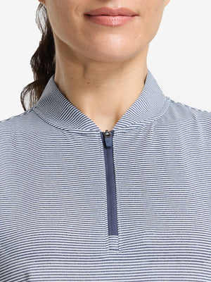 Women‘s Q-Zip Pin Striped Golf Shirts