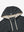 Close-up detail of hood structure, heather midlayer golf hoodies in black heather