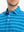 Front close-up from nose to chest of model in CLASSIC BLUE STRIPE Stylish Performance Golf Polo