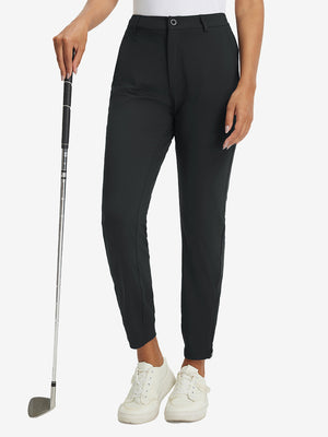 Women's Ultra-stretch Quick Dry Sweatpants with Ankle Zips in black, 3D product view