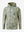 Front 3D view of youth full print hoodies pullover showing detailed fabric and fit, beryl green camo.