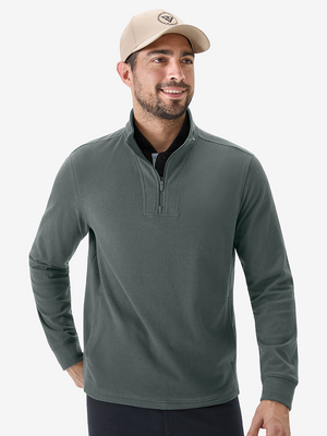 Heather Brushed Rib Knit Quarter Zip with 2 Pockets