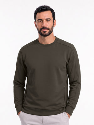 Crewneck Sweatshirt with Zip Pockets