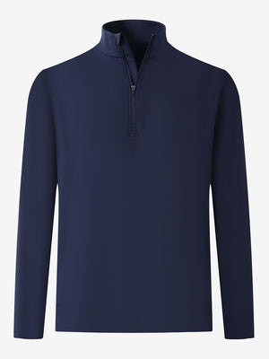 Ultra-Soft Brushed Fleece Lining Quarter Zip Sweatshirt in navy, 3D product view