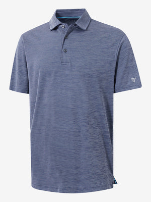 3D rendering of light dark blue grid ultra-light quick dry moisture wicking collared polo shirt