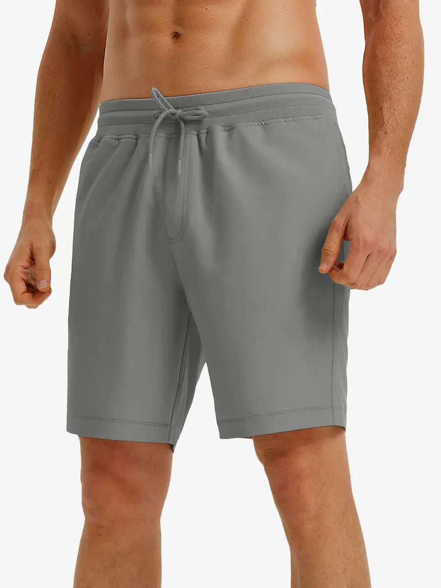 NEUTRAL GREY 9 Inch Performance Active Shorts front view on model