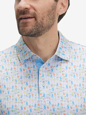 4 Way Stretch Print Collared Polo Shirts