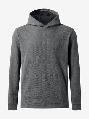 3D front image of texture solid hoodies pullover highlighting simple design and smooth fabric, grey heather.