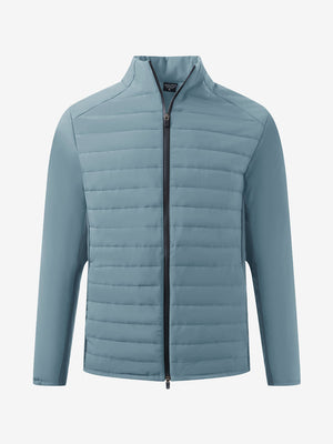 3D render of slate blue warm puffer winter golf jacket