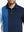 Front half-body view from nose to chest of model wearing NAVY Moisture Wicking Color Block Polo Shirt.