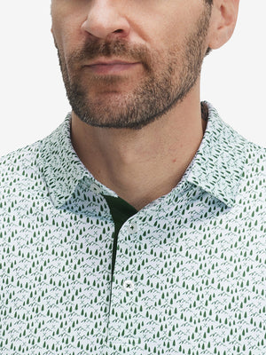 4 Way Stretch Print Collared Polo Shirts