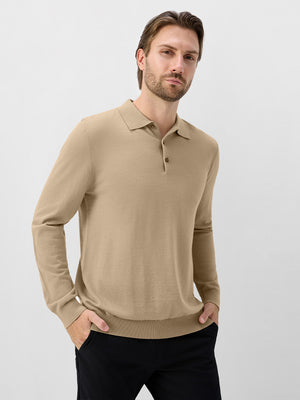 Pure Merino Wool Knit Sweater Polo Shirts