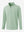 Front 3D image of quarter zip melange pullover in beryl green melange, showing texture and details.