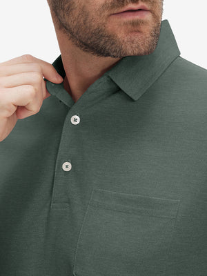 Moisture Wicking Heather Chest Pocket Golf Shirts