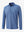 Front 3D view of Long sleeve pinstripe jersey polo in blue denim stripe with sharp stripe pattern