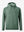 3D front view of the classic heather pullover hoodie in dark green melange, simple and relaxed athletic fit.