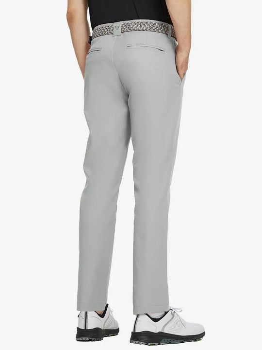 GLACIER GREY Water Resistant Everyday Pants back view, model's lower body with both hands in pockets
