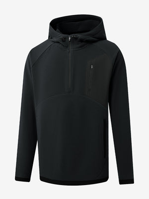 3D front view of the Quarter Zip Polar Fleece Sweatshirt in Black, simple and athletic look.