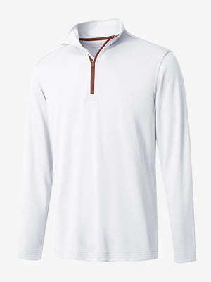 3D rendering of white moisture wicking quarter zip pullover