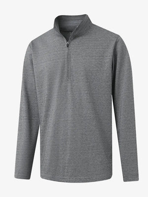 3D view of BLACK HOUNDSTOOTH Premium Jacquard Quarter Zip Pullover showcasing texture and fit.								
