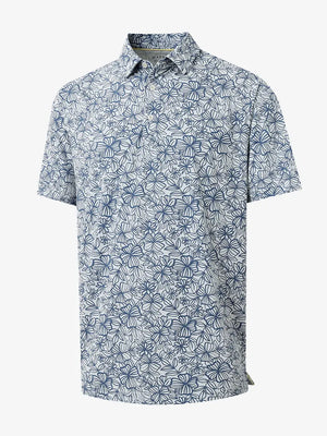 3D view of STERLING GREY FLOWER Popular Heather Print Polo showing texture and print details