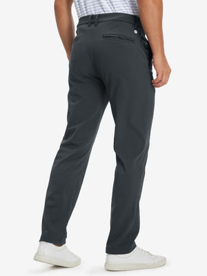 Golf Lightweight Fleece Lined Dress Pants in dark grey, front lower body fit view
