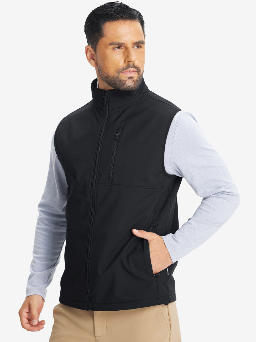 Sleeveless Softshell Fleece Outdoor Vests with 6 Pockets