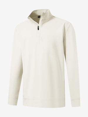 Youth Winter Micro-fleece Quarter Zip Pullover in beige, 3D view showing quarter zip design