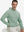 Model front upper body, one hand in pocket, wearing texture solid hoodies pullover, beryl green.