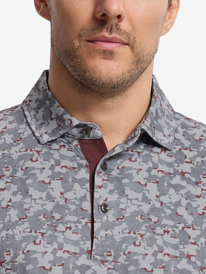 Lightweight Print Long Sleeve Polo