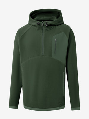 3D front view of the Quarter Zip Polar Fleece Sweatshirt in Olive Green, simple and athletic look.