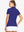Back-side half-body shot of model in KLEIN BLUE Women's Performance Solid Polo, looking over shoulder