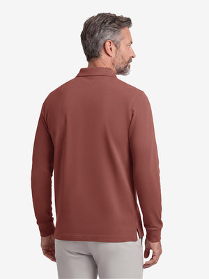Solid Cotton Blend Collared Long Sleeve Polo