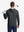 Model back upper body display shot, heather midlayer golf hoodies in black heather