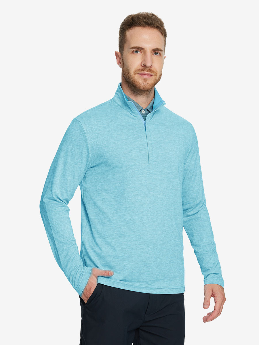 Heather Pinstripe Brushed Dry Fit Quarter Zip Pullover