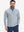 Front upper body shot of model wearing white light blue grid featherweight midlayer quarter zip pullover