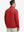 Back upper body view of the red lightweight golf pullover, model turns head slightly with ease.