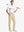 Full front view of model in Water Repellent 8 Pockets Pants LIGHT KHAKI，showing fabric texture and fit.，ready for golf with club in hand.