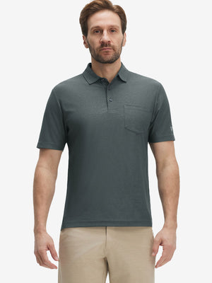 Moisture Wicking Heather Chest Pocket Golf Shirts