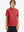 Front upper body of model wearing kids stylish stripe polo shirts, playful stripes with red stripe detail