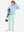Full-body shot of model wearing turquoise fleece stretch water resistant boys joggers with a golf bag on her back.