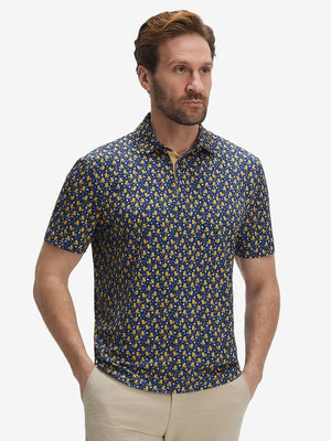 4 Way Stretch Print Collared Polo Shirts
