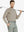 Model in DARK KHAKI Long Sleeve Solid Jersey Polo holding golf club with confident front pose